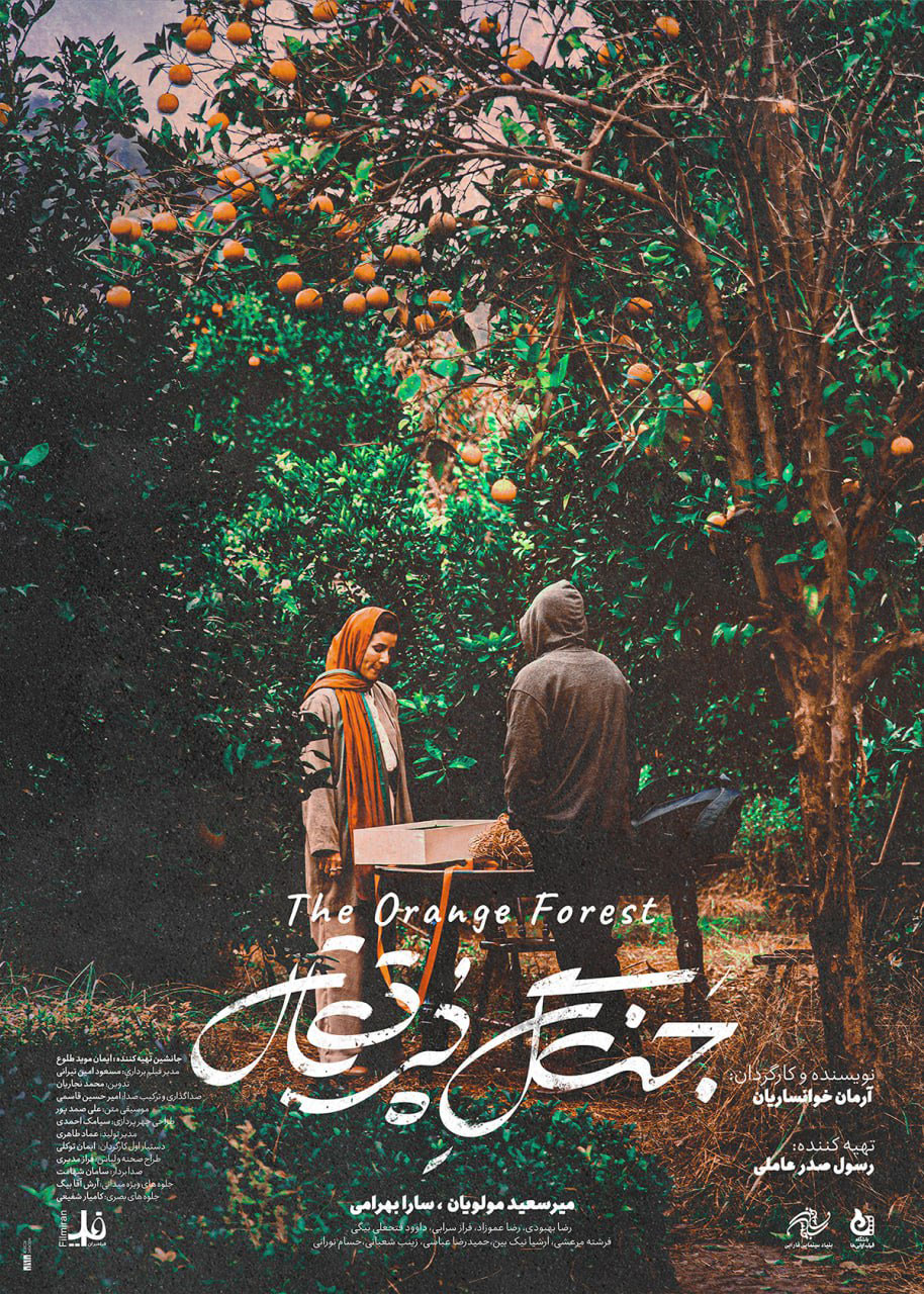 میرسعید مولویان و سارا بهرام در پوستر فیلم جنگل پرتقال
